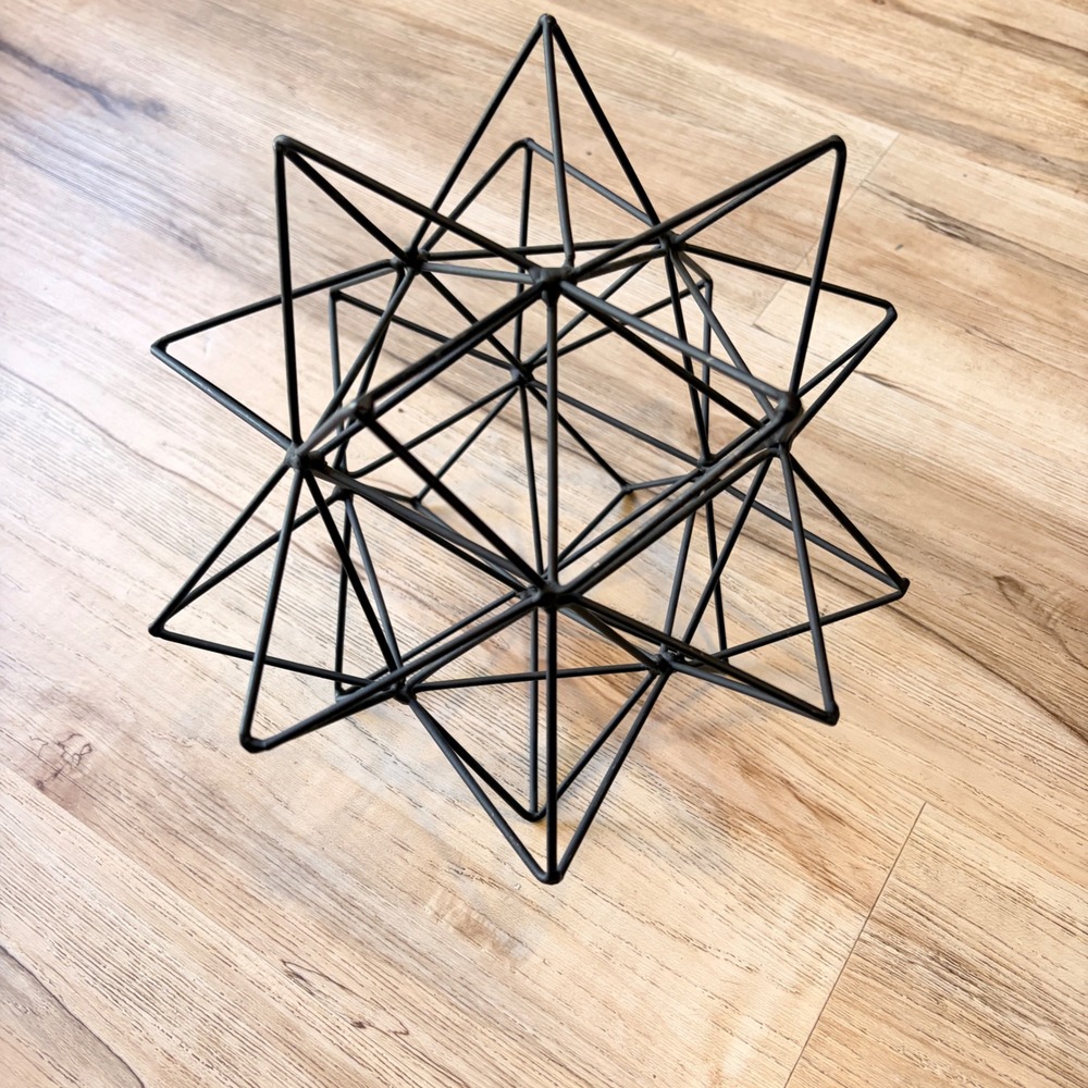 Modern Matte Black Metal Geometric Starburst Urchin Sculpture Tabletop Decor - Picture 2 of 9
